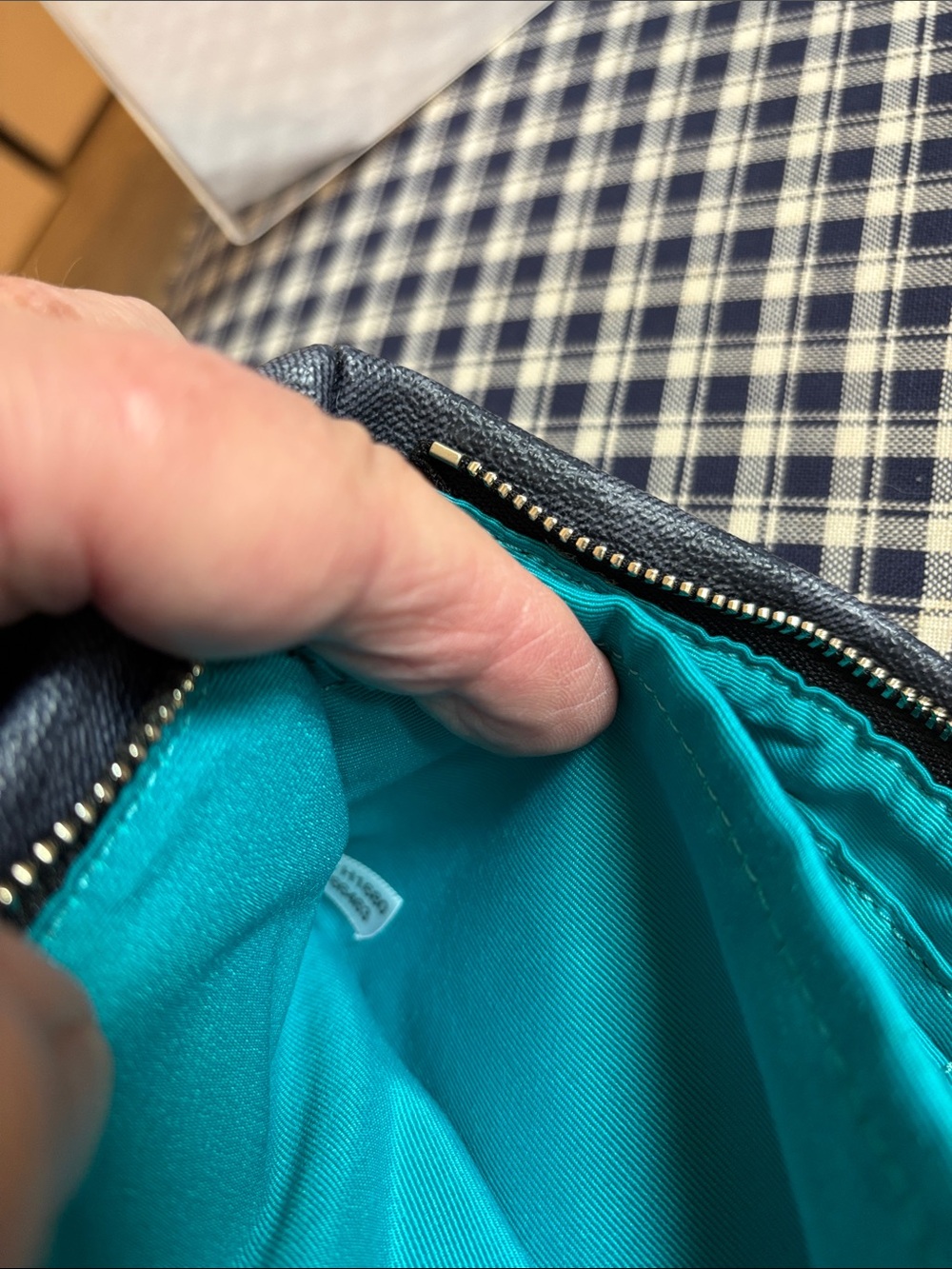 Coach large varsity Wristlet with Teal Stripes - Picture 6 of 7